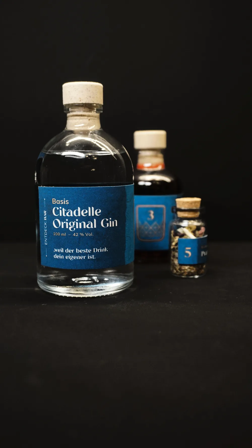 Three bottles in different sizes