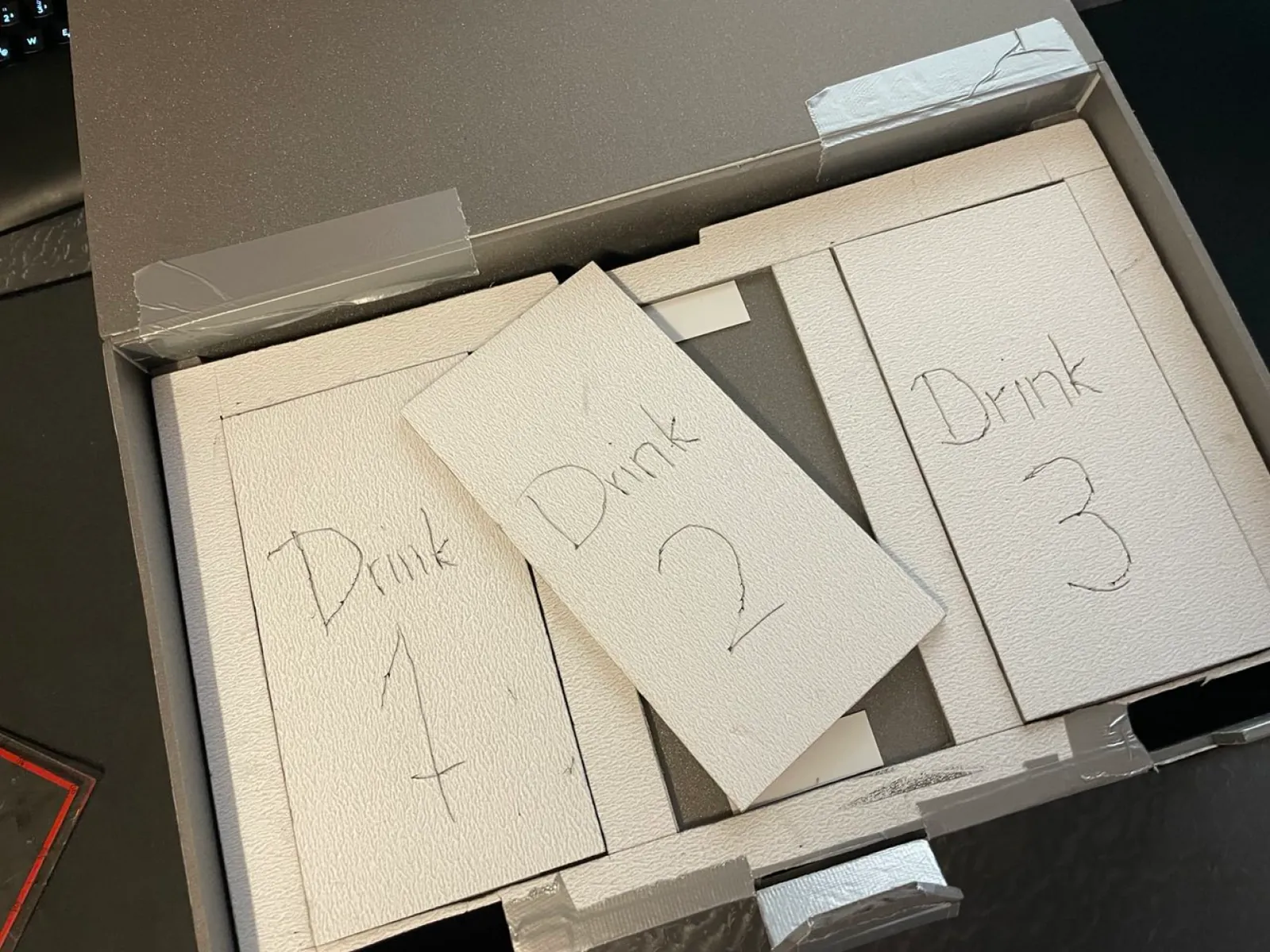 Open prototype with labelled inserts